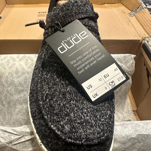 HEY DUDE WALLY HALO FITWOOL GREY 10 - Picture 1 of 5